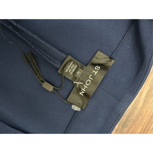 St. John Navy Blue Wide-Leg Dress Pants, Sz 12, MSRP $398 - Picture 5 of 6